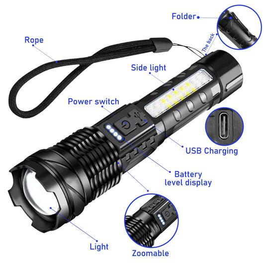 Rechargeable LED Flashlight Tactical Torch Police Super Bright Work