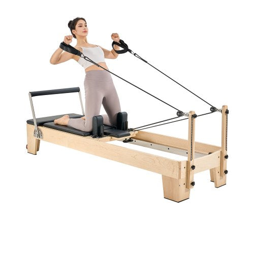 Pilates Reformer Machine, Wooden Pilates Workout Equipment for Home